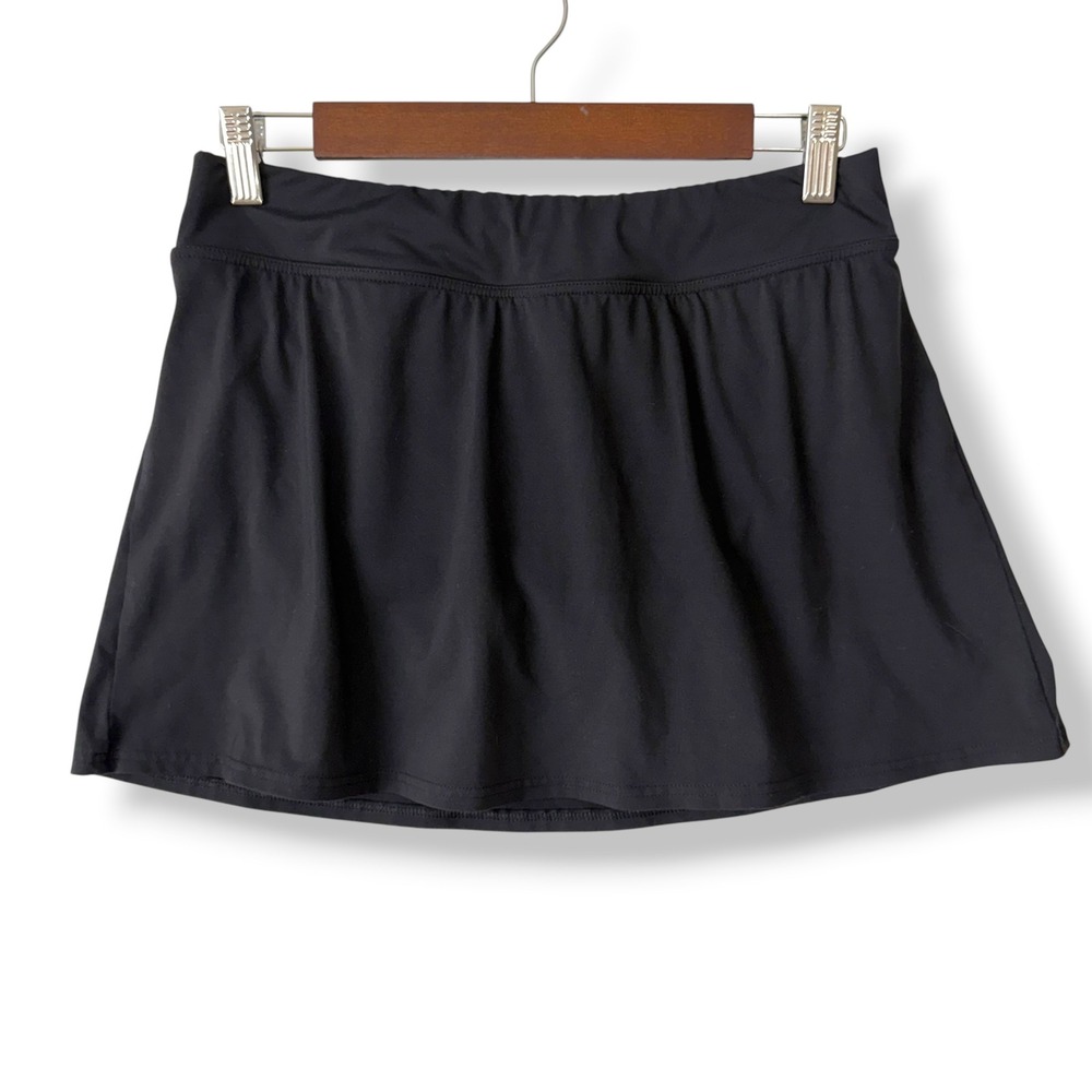 Lands' End Swim Skirt 6 Black Solid Active Swimwear Built in Brief Modest Bottom